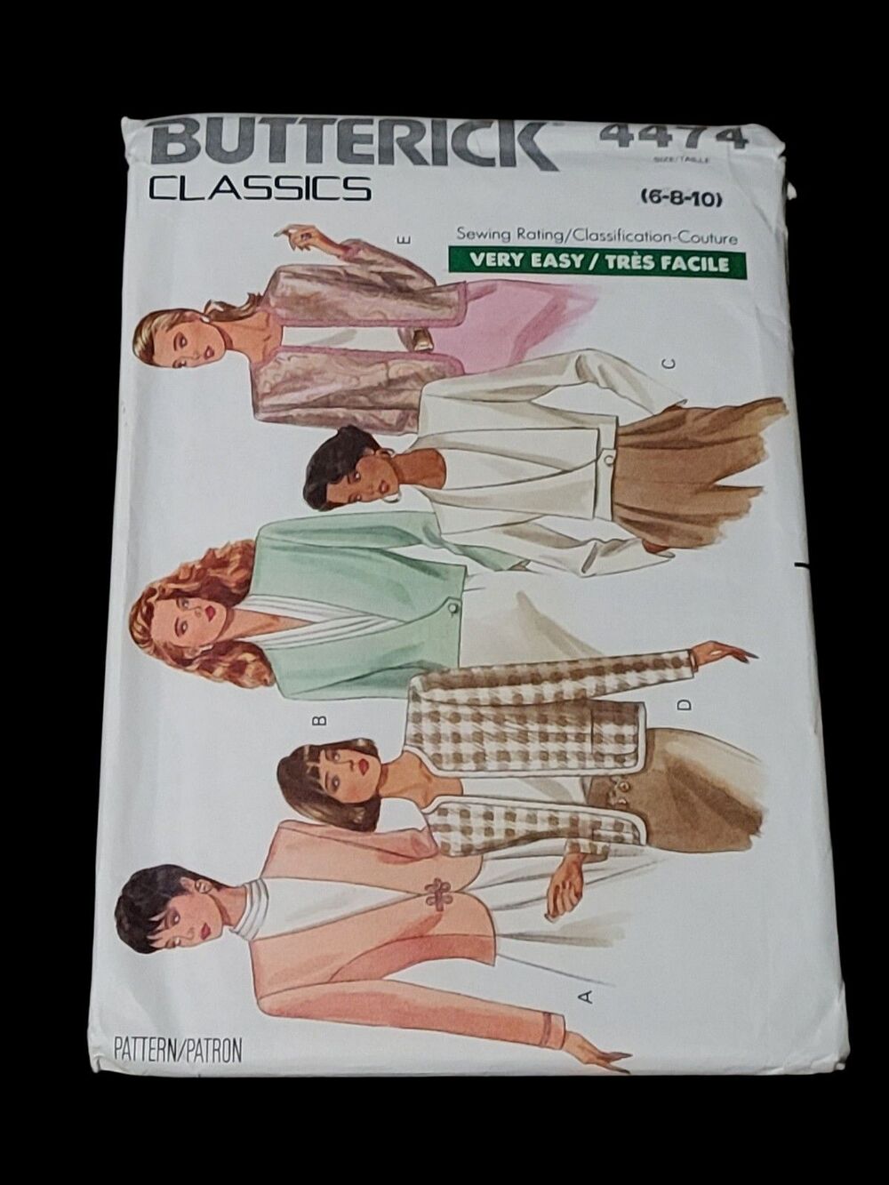 Vtg BUTTERICK 80s Pattern 4474 Womens Size 6-8-10 Loose Fitting Jackets Sewing